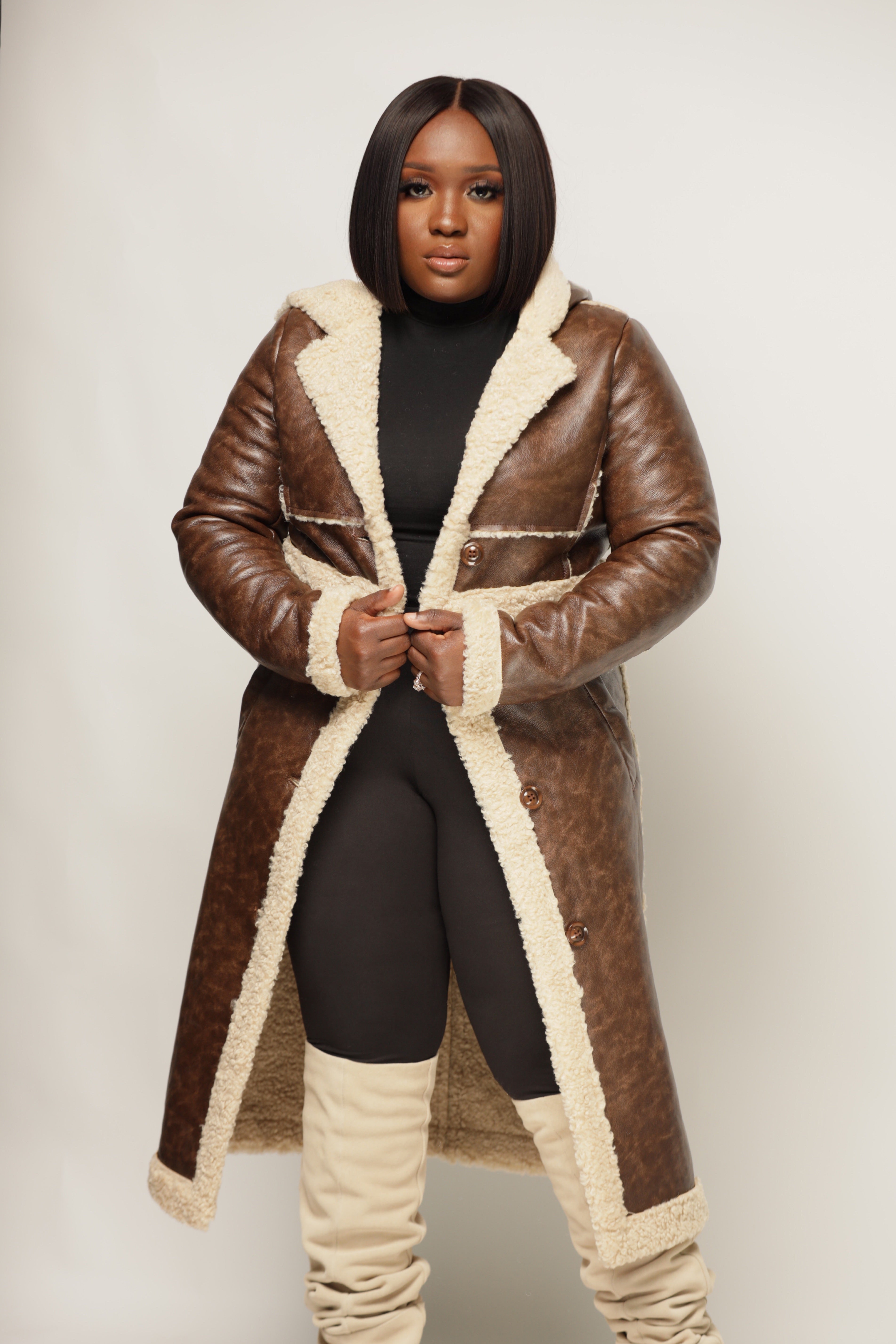 Shearling trench coat womens 2025